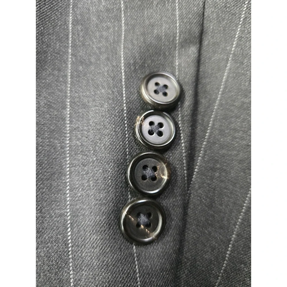 Loro Piana Super 130s Hickey Freeman Madison Wool Blazer Blk/Wht Stripe Size 46L